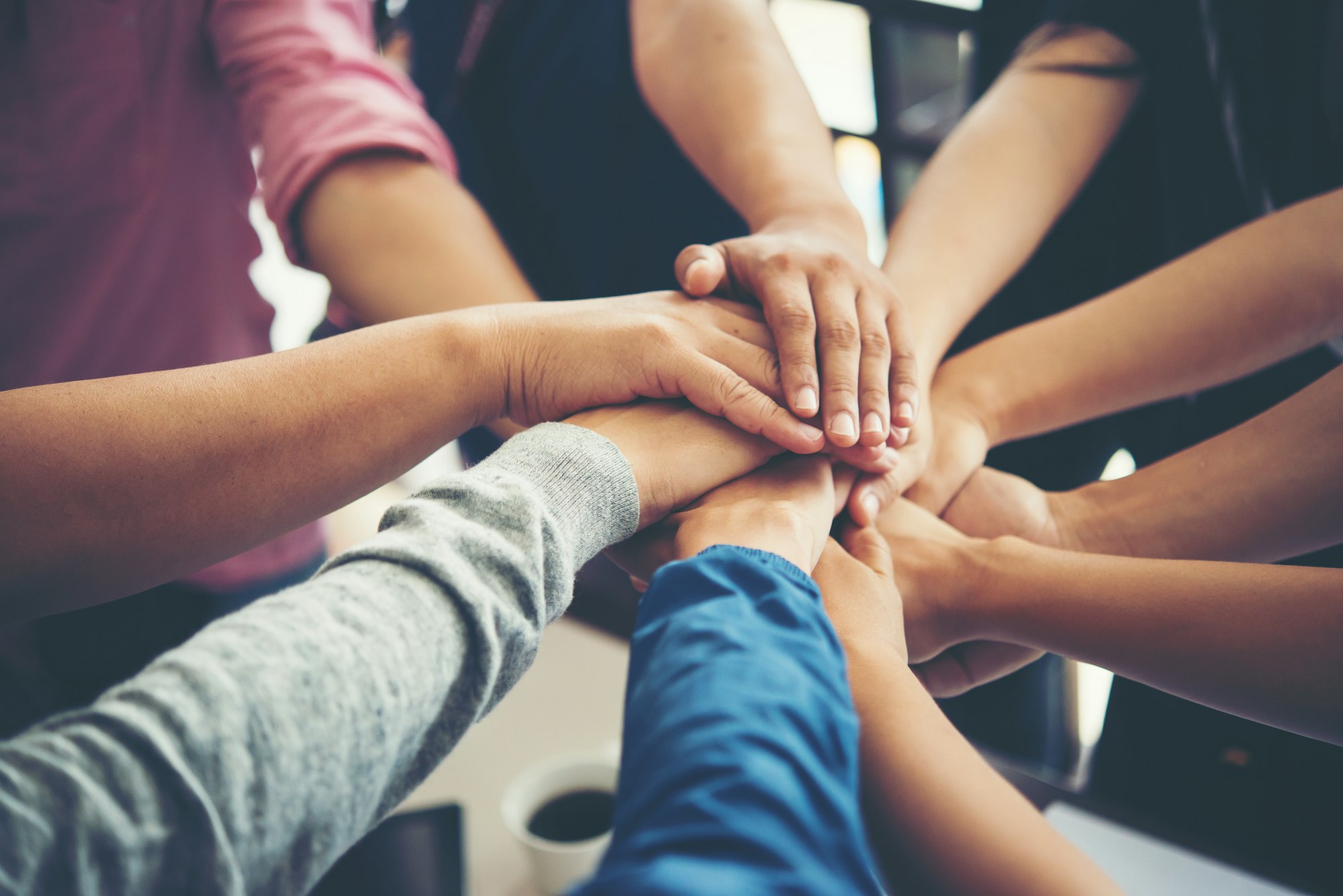 Teamwork togetherness collaboration, business teamwork concept.